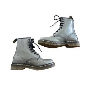 Dr. Martens 1460 Women Rainbow Black Patent Leather Boots Gray Size 7 8 Eye